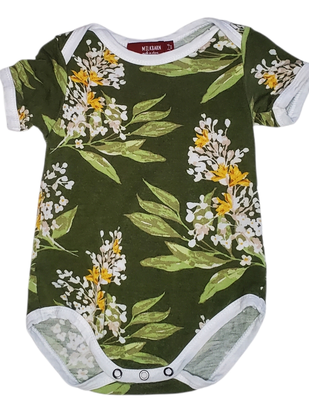 Milkbarn Floral Bamboo Short Sleeve One Piece Bodysuit 3-6 Months